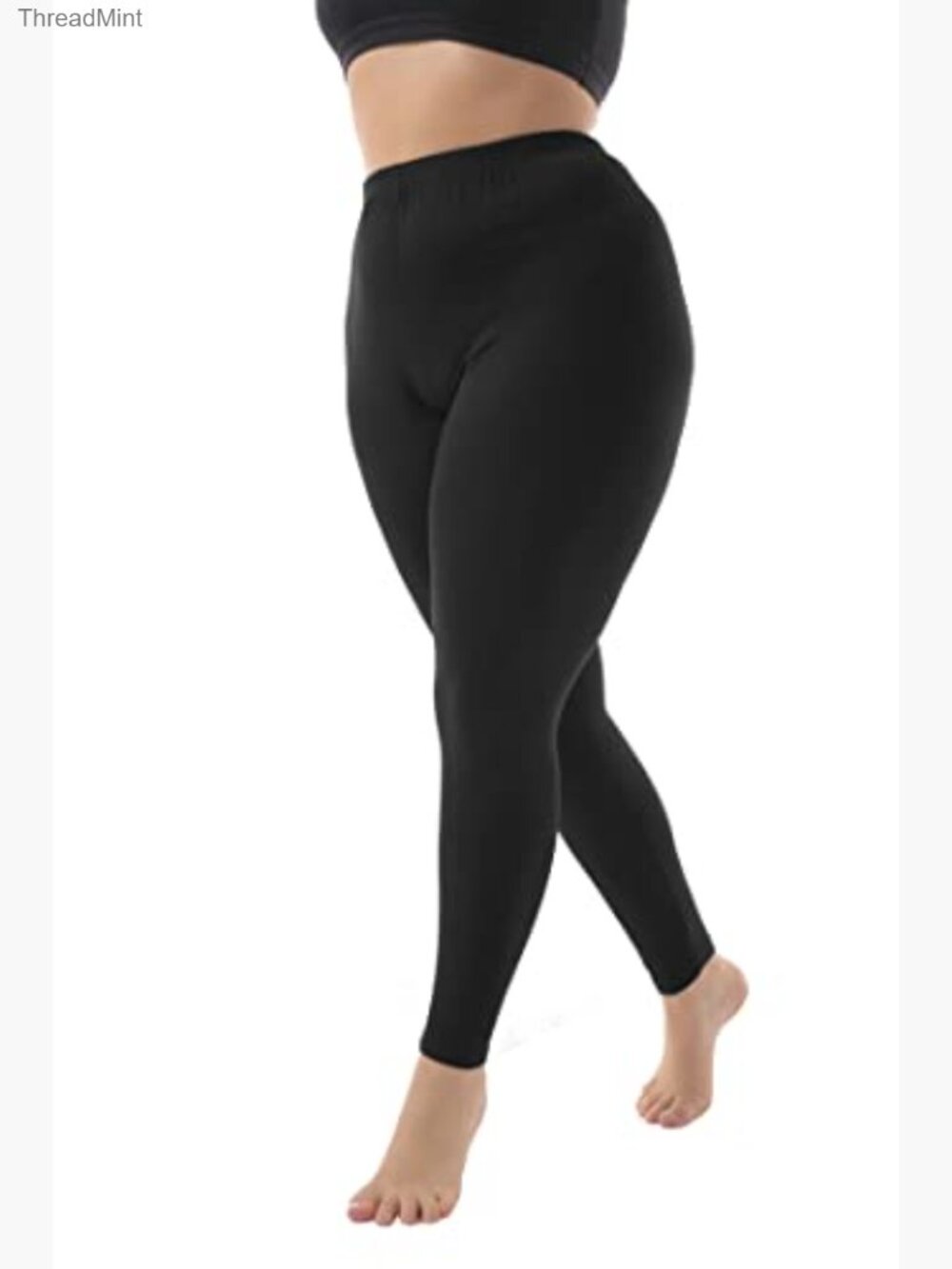 Plus Size Stretchy Full Length Leggings Soft Lightweight Opaque - Picture 3 of 7